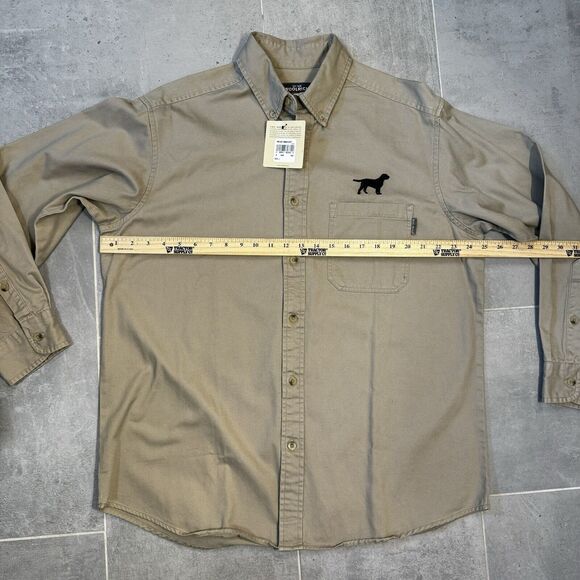 Woolrich Men's Hunting Khaki Shirt Embroidered Labrador NOS- Size Large - Picture 10 of 11